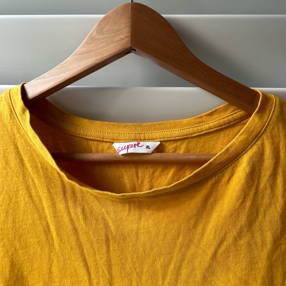 Mustard Coloured Plain Cropped Oversized Top - Picture 2 of 4